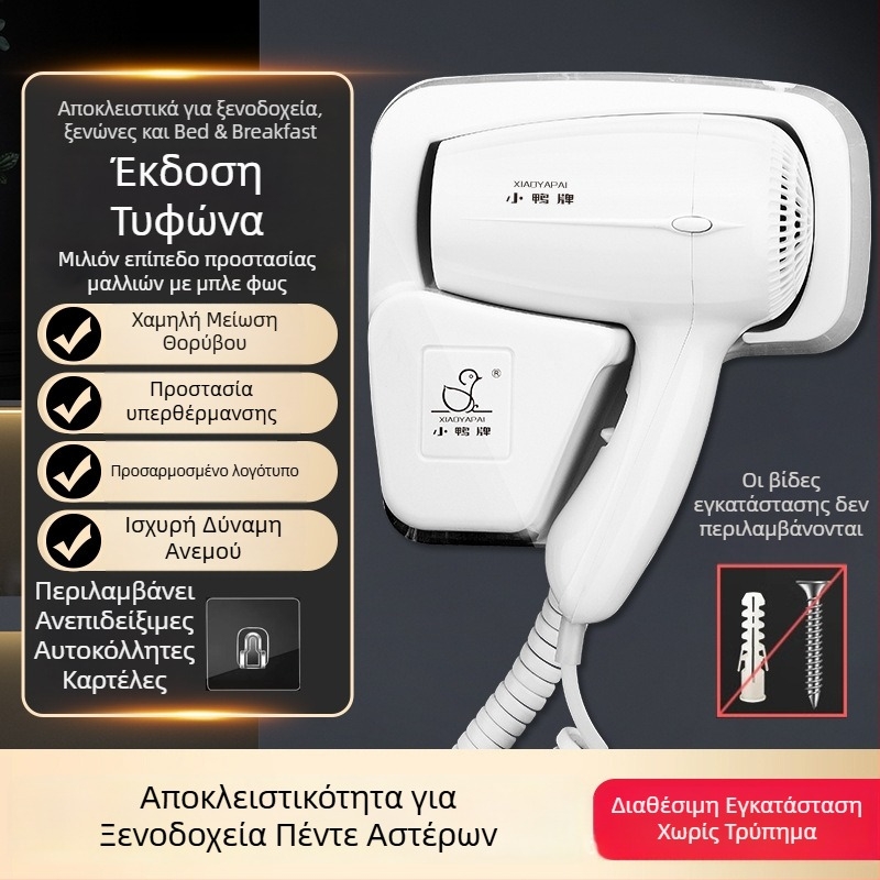 Σεσουάρ μαλλιών τοίχου, 1000W, 220V, ψυχρός/θερός αέρας, προστασία από υπερθέρμανση