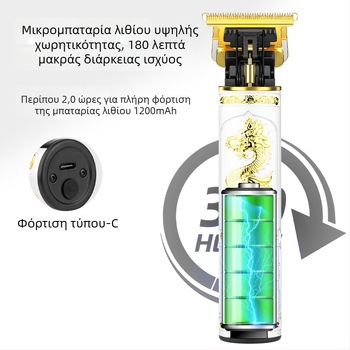 Ηλεκτρική μηχανή κοπής μαλλιών για οικιακή χρήση — κεφαλή λεπίδας από κράμα τιτάνιο, αφαιρούμενη και πλενόμενη κεφαλή κοπής, κινητήρας με βούρτσα, επαναφορτιζόμενη μπαταρία 1200–2000 mAh, χαμηλός θόρυβος