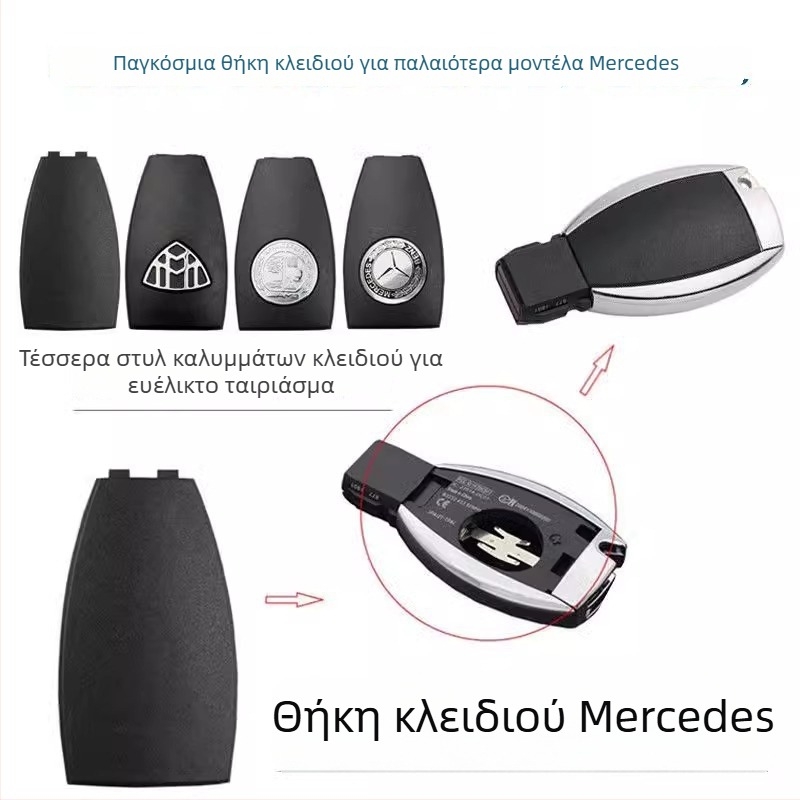 Mercedes-Benz Κάλυμμα πίσω για κλειδί και κάλυμμα μπαταρίας, ABS περίβλημα και ABS λεπίδα κλειδιού, συμβατό με S300/S350/E260/E300/C200/GLK300/ML350/B200, χωρίς τηλεχειριστήριο, βάρος 01