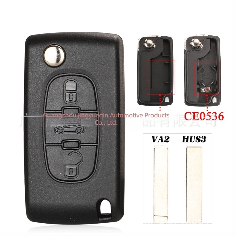 Κλειδί απομακρυσμένου ελέγχου με 3 κουμπιά για Peugeot Citroën, αναδιπλούμενο, 433MHz, ID46, περίβλημα από τεχνικά πλαστικά
