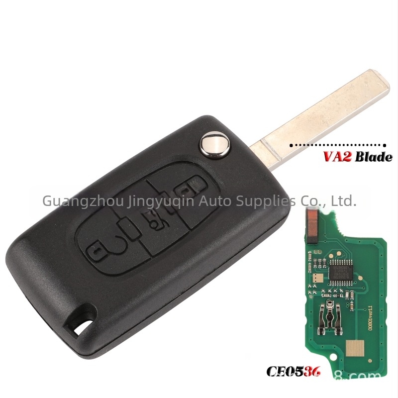 Κλειδί απομακρυσμένου ελέγχου με 3 κουμπιά για Peugeot Citroën, αναδιπλούμενο, 433MHz, ID46, περίβλημα από τεχνικά πλαστικά