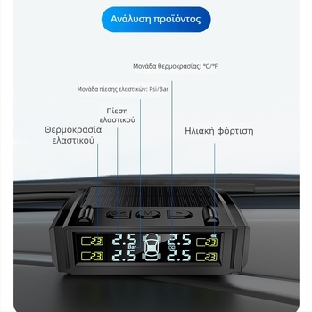 TY36 Μίνι TPMS με Ψηφιακή Οθόνη, Ασύρματη Μετάδοση σε Πραγματικό Χρόνο, Αισθητήρας Υψηλής Ακριβείας, Λειτουργία Αποσυμπίεσης