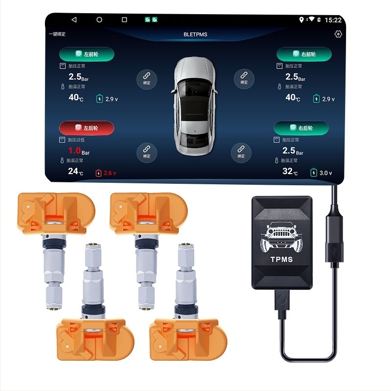 TPMS αισθητήρας για πλοήγηση αυτοκινήτου με Bluetooth, παγκόσμια συμβατότητα με όλα τα οχήματα, μινι μέγεθος, διπλή οθόνη, εύρος 0-7 BAR