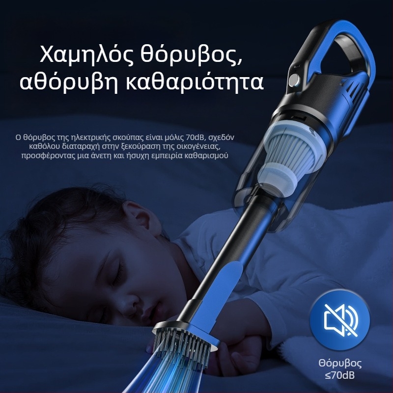 Ασύρματος καθαριστής αυτοκινήτου και σπιτιού με ισχυρή αναρρόφηση για τρίχες κατοικίδιων