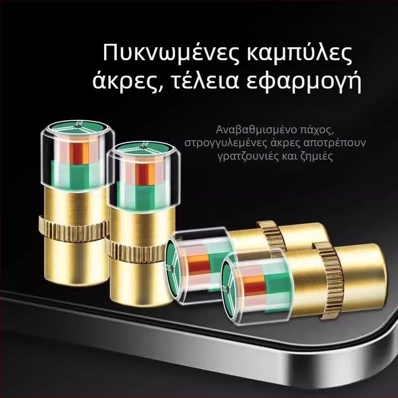 Μανόμετρο πίεσης ελαστικών — καθολικό, υψηλής ακρίβειας ανιχνευτής, υλικά: ανοξείδωτος χάλυβας, χαλκός με πυρήνα, πλαστικός πυρήνας