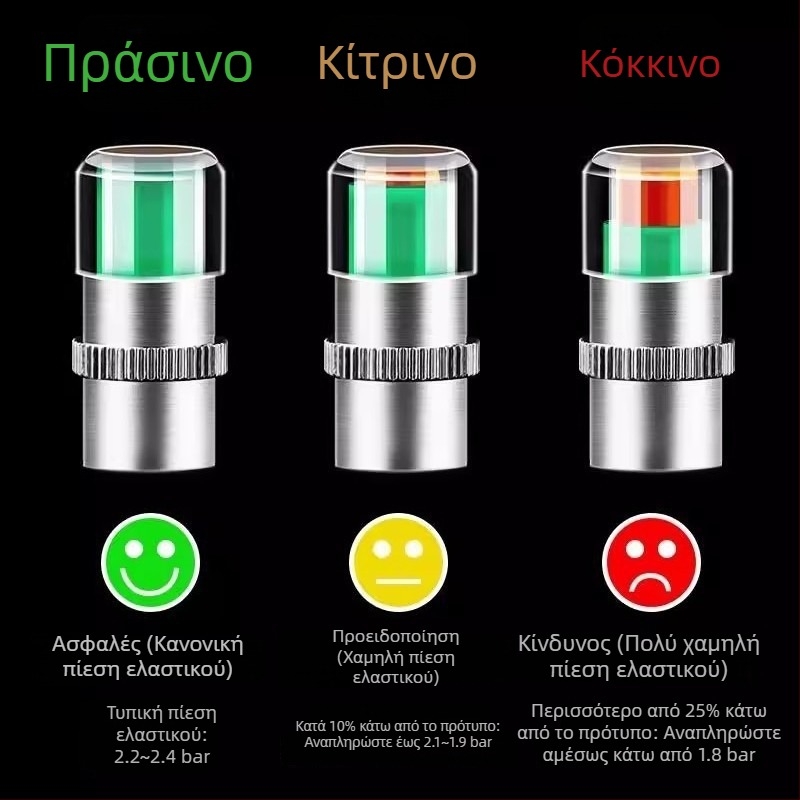 Μανόμετρο πίεσης ελαστικών — καθολικό, υψηλής ακρίβειας ανιχνευτής, υλικά: ανοξείδωτος χάλυβας, χαλκός με πυρήνα, πλαστικός πυρήνας