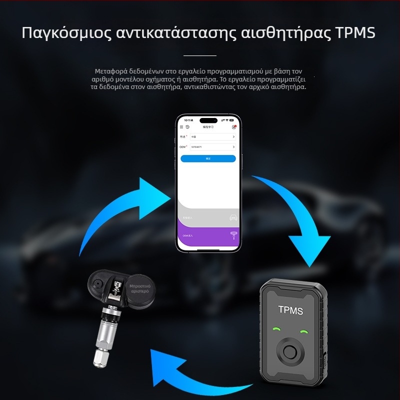 Μονοσήμαντο παγκόσμιο εργαλείο ενεργοποίησης και ευθυγράμμισης TPMS αισθητήρων για μοτοσικλέτες, μοντέλο A9 — φορητό, ψηφιακή οθόνη, αδιάβροχο, εύρος πίεσης 0–6 bar, υψηλή ακρίβεια