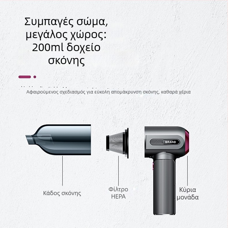 Χειροκίνητη Ασύρματη Φορητή Ηλεκτρική Σκούπα – 80W, 20.000 Pa, Επαναφορτιζόμενη, All-in-One με Λειτουργία φουσκώματος, για Αυτοκίνητο και Εξωτερικούς Χώρους