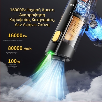 Ασύρματη σκούπα για αυτοκίνητο και σπίτι, συμπαγής πολυλειτουργική φορητή συσκευή βαθύ καθαρισμού, εύχρηστη