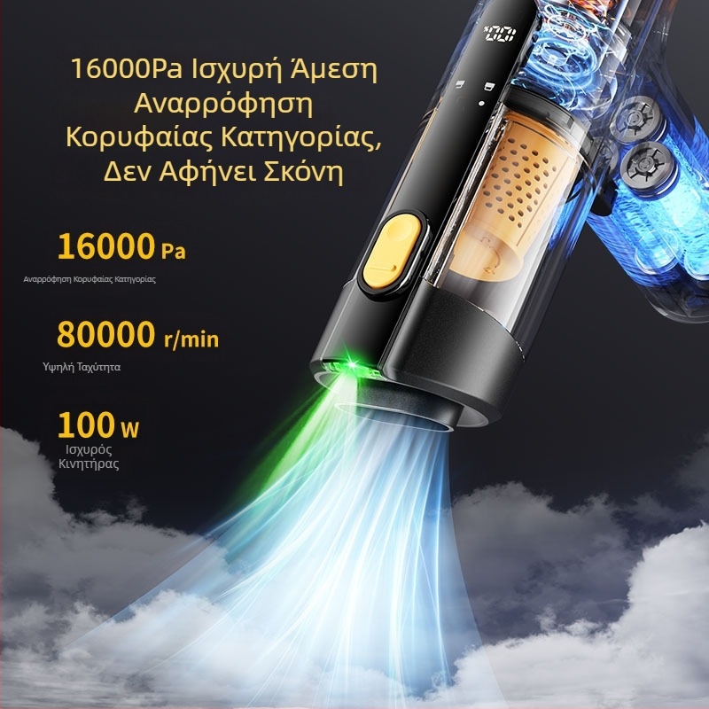 Ασύρματη σκούπα για αυτοκίνητο και σπίτι, συμπαγής πολυλειτουργική φορητή συσκευή βαθύ καθαρισμού, εύχρηστη
