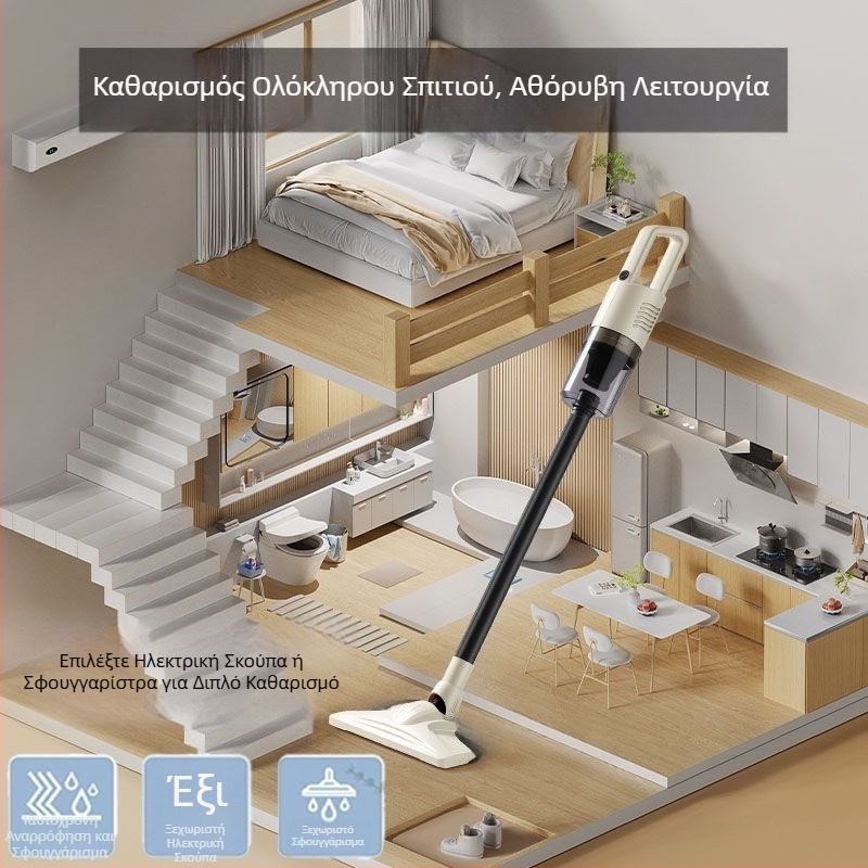 Ασύρματη φορητή σκούπα για οικιακή και αυτοκινητική χρήση, αφαίρεση ακάρεων και τρίχων κατοικίδιων, ισχυρή αναρρόφηση 20.000 Pa, 300 W, αποστείρωση, υγρό-ξηρό καθάρισμα
