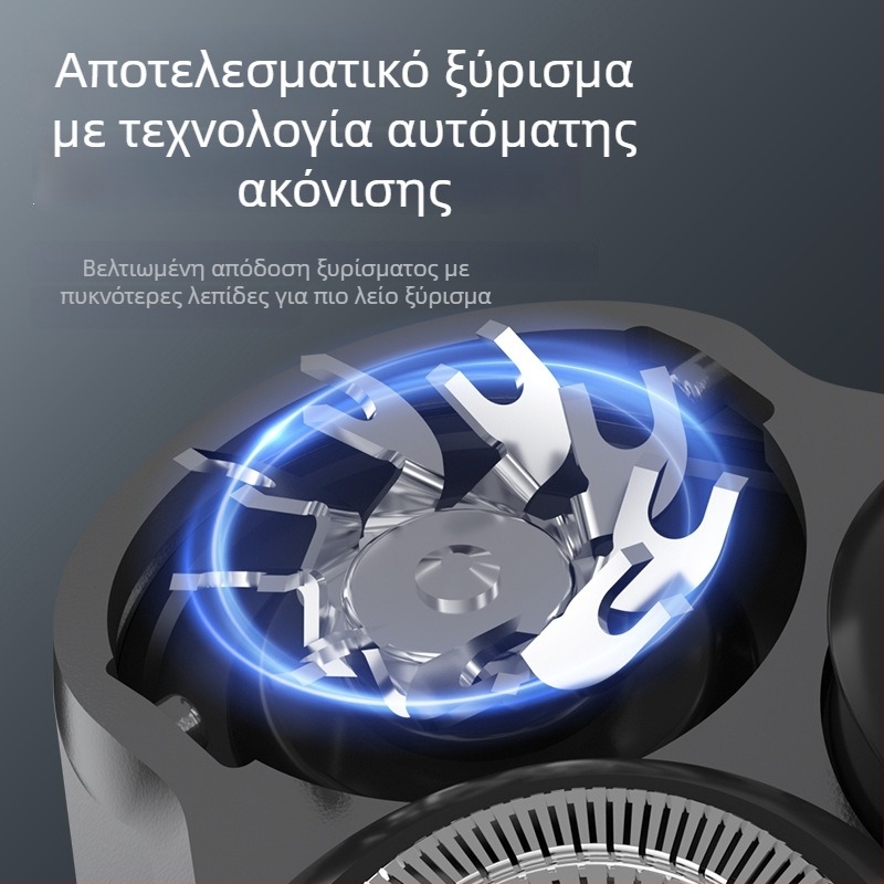 Jin Zheng ηλεκτρικό ξυριστικό για άνδρες, περιστροφική κεφαλή με τρεις λεπίδες, πλενόμενη κεφαλή, επαναφορτιζόμενη μπαταρία, περίπου 60 λεπτά λειτουργίας