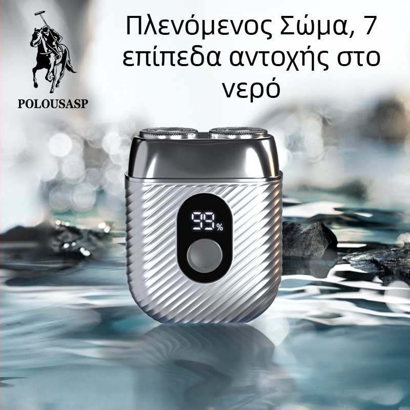 Paul ηλεκτρική ξυριστική μηχανή, περιστροφική κεφαλή με 2 λεπίδες, ολόσωμη αδιάβροχη, ενσωματωμένη επαναφορτιζόμενη μπαταρία, οθόνη LED