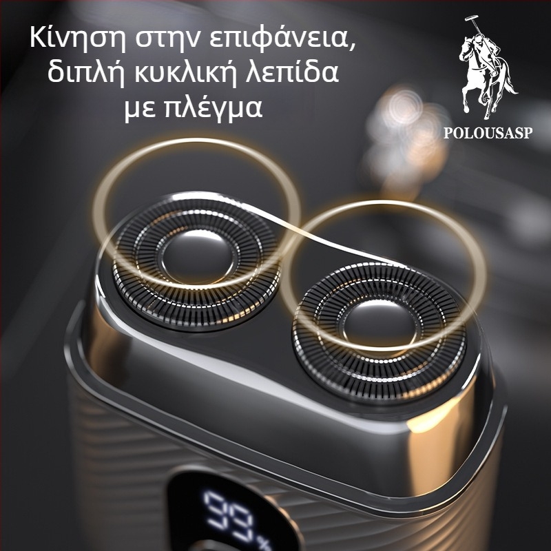 Paul ηλεκτρική ξυριστική μηχανή, περιστροφική κεφαλή με 2 λεπίδες, ολόσωμη αδιάβροχη, ενσωματωμένη επαναφορτιζόμενη μπαταρία, οθόνη LED