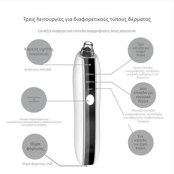 Ηλεκτρική συσκευή καθαρισμού πόρων με κενού, οπτική οθόνη και Wi‑Fi, 3 ταχύτητες, οικιακή χρήση για μαύρα στίγματα