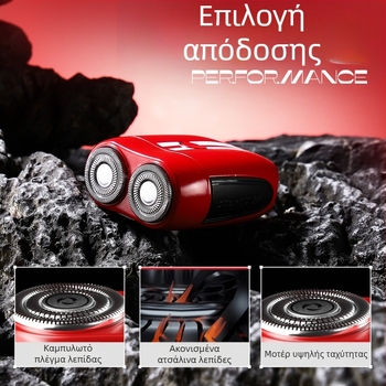 Dr. Xu ηλεκτρικός ξυριστήρας με λεπίδα από ανοξείδωτο ατσάλι, κεφαλή περιστρεφόμενη με δύο λεπίδες, αποσπώμενη και πλυνεόμενη κεφαλή, ενσωματωμένη μπαταρία 300-500 mAh, επαναφορτιζόμενος