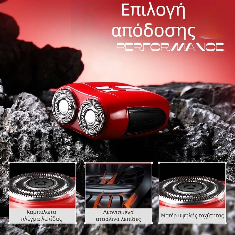 Dr. Xu ηλεκτρικός ξυριστήρας με λεπίδα από ανοξείδωτο ατσάλι, κεφαλή περιστρεφόμενη με δύο λεπίδες, αποσπώμενη και πλυνεόμενη κεφαλή, ενσωματωμένη μπαταρία 300-500 mAh, επαναφορτιζόμενος
