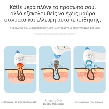 Συσκευή αναρρόφησης μαύρων στιγμάτων DYM, ηλεκτρική περιστροφή, διπλός ζεστός/κρύος τρόπος, φως Κόκκινο/Μπλε, ABS περίβλημα, 5 ταχύτητες