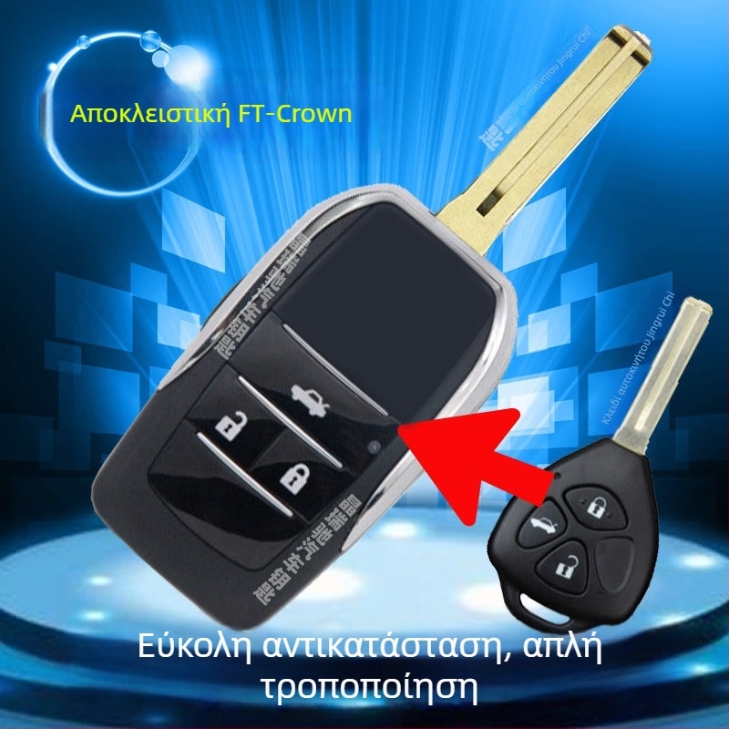 Συρόμενο περίβλημα κλειδιού Toyota: Corolla, Camry, RAV4, Crown — μοντέλο ft002, μάρκα Jingruichi, χωρίς τηλεχειρισμό