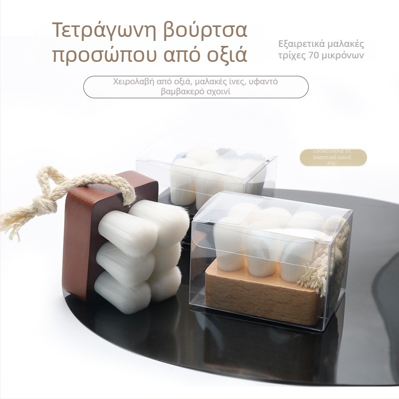 Shunreng βούρτσα καθαρισμού προσώπου με τρίχες από συνθετικές ίνες, ξύλινη κοντή λαβή, μοντέλο sr-0131, συσκευασία ενός τεμαχίου