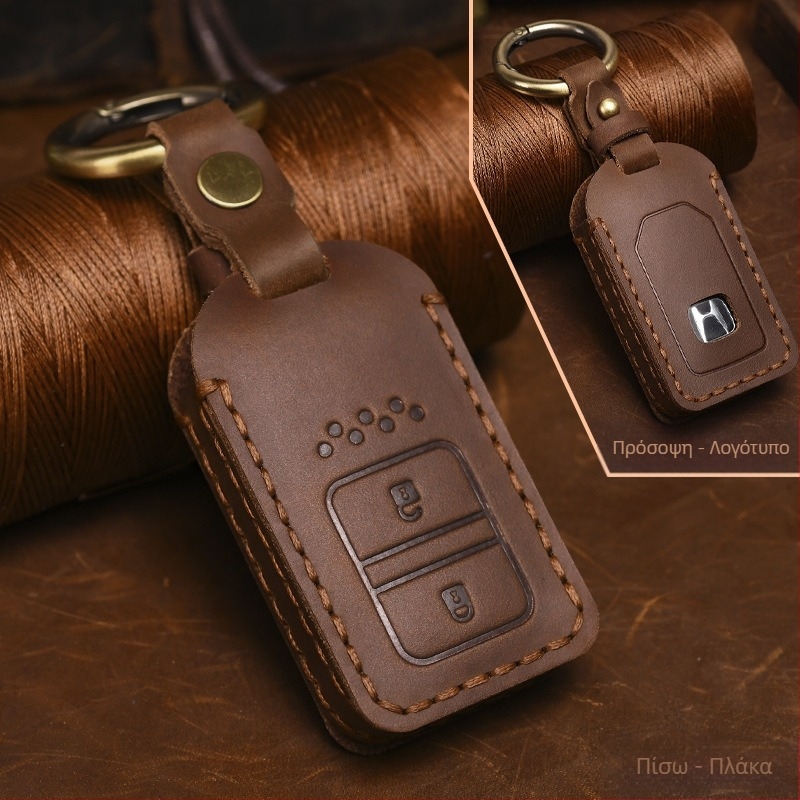 Yinuo θήκη κλειδιού Honda από Crazy Horse δέρμα, ρετρό στυλ, συμβατή με Civic, CR-V, Hybrid, Odyssey, XRV