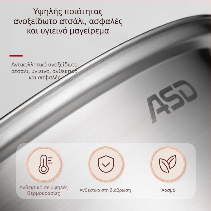 Asd ατμομάγειρας, 3-επίπεδη παχυσμένη ανοξείδωτη χάλυβα σειρά 400, συμβατός με όλες τις εστίες