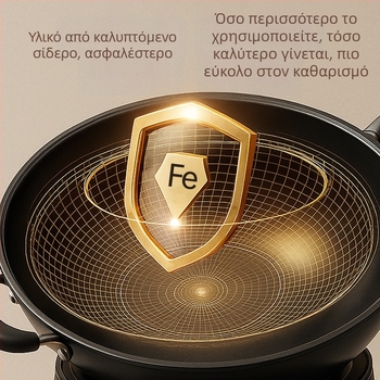 Ηλεκτρική χυτοσίδηρη κατσαρόλα‑γουόκ, πολυλειτουργική με ατμοπαραγωγή, 4–5 L, 1500 W, ατμός, τηγάνισμα, βράσιμο και σιγοβράσιμο