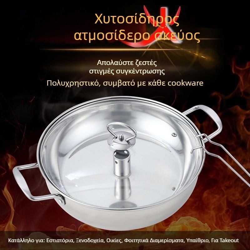 Σκεύος ατμού για θαλασσινά με διπλό πάτο, ανοξείδωτο ατσάλι 201, μονό επίπεδο, συμβατό με εστίες αερίου και επαγωγής