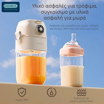 OIDIRE Φορητή Ηλεκτρική Κούπα Χυμού, 70W, Ενσωματωμένη Μπαταρία, Χωρητικότητα 0.4 L, 7.4V, Πλαστικό Σώμα