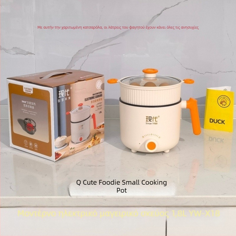 Ηλεκτρική Κατσαρόλα Μαγειρέματος – Πολυλειτουργική: ατμός, βράσιμο, στιφάδο, τηγάνισμα; διπλό στρώμα σχεδίασης; μη κολλητική επίστρωση εσωτερικά; ισχύς ≤800W; κατάλληλη για 2–3 μερίδες; μηχανικός έλεγχος