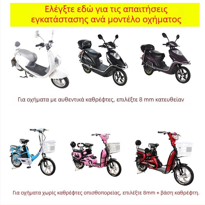 Καθρέπτης οπίσθιας όψης για ηλεκτρικά οχήματα - ευρύ πεδίο προβολής, καθολική συμβατότητα με τρίκυκλα
