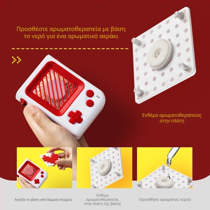 Ανεμιστήρας λαιμού με DIY σχέδιο από δομικά τεμάχια, μικρός φορητός USB επαναφορτιζόμενος ανεμιστήρας