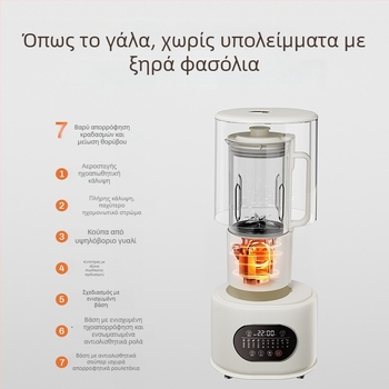 Θερμαινόμενος πολυλειτουργικός μπλέντερ υψηλής ταχύτητας, χωρητικότητα 1,2 L, έλεγχος αφής, πλήρως αυτοματοποιημένη λειτουργία