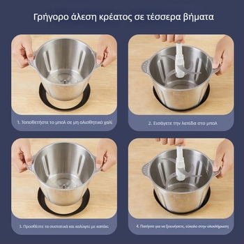 Μύλος κιμά, πλήρως αυτόματος, ανοξείδωτο σώμα, χωρητικότητα 2–15, 10.000–19.999 στροφές/λεπτό