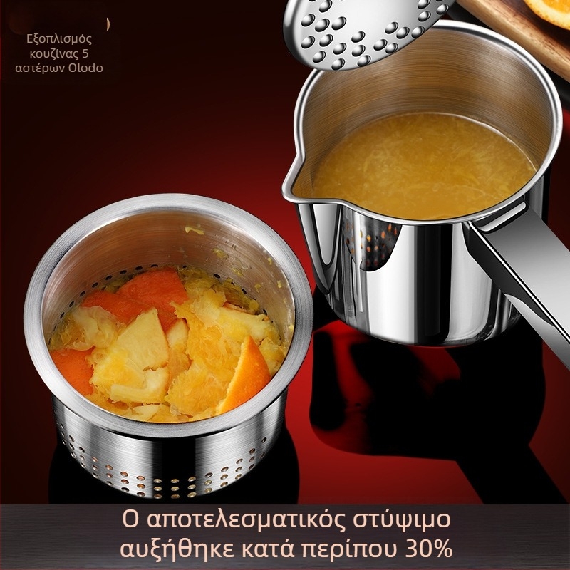 Orado χειροκίνητος στύφτης χυμών από ανοξείδωτο 316L με οπές στα πλάγια και στον πυθμένα, τυπωμένο λογότυπο, κατάλληλο δώρο