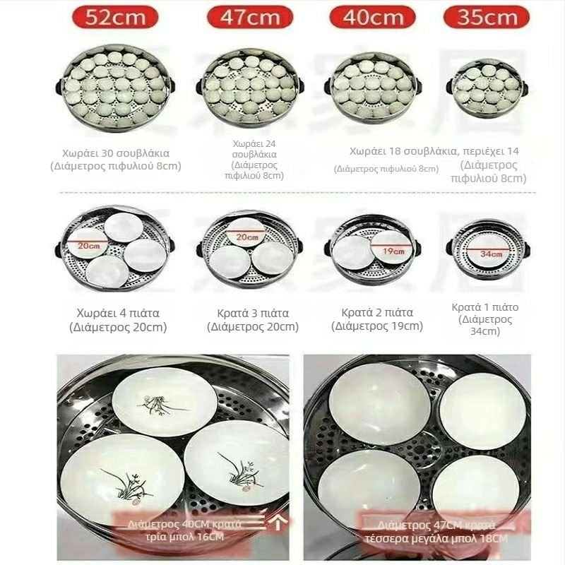 Ηλεκτρικός ατμομάγειρας, Ανοξείδωτο ατσάλι, Τρία ή περισσότερα επίπεδα, Χωρητικότητα 10 L και άνω, Αυτόματη απενεργοποίηση