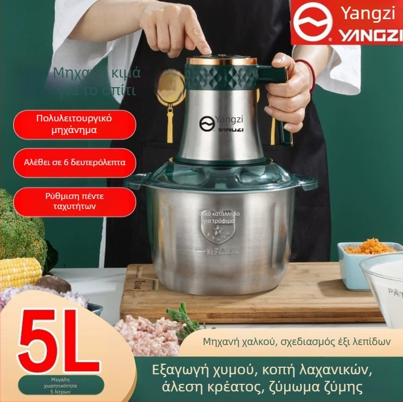 Xidao μυλός κιμά, 5 L χωρητικότητα, 5 ταχύτητες, 6 λεπίδες, πολυλειτουργικός για κιμά και λαχανικά, κατάλληλος και για ζύμωμα ζύμης