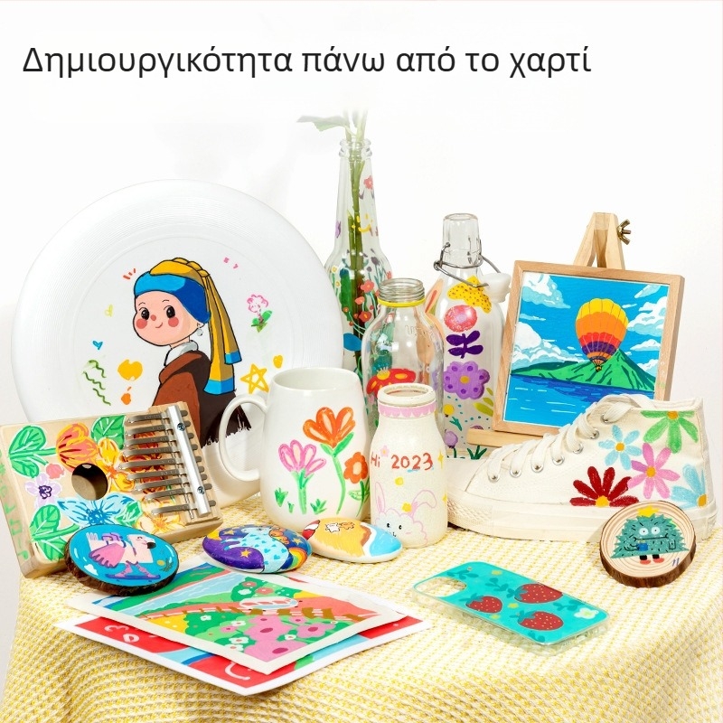 Σετ Deli με σφραγίδες ρολού και ακρυλικούς μαρκαδόρους για μαθητές και παιδιά, 24 κουτιά σε συσκευασία