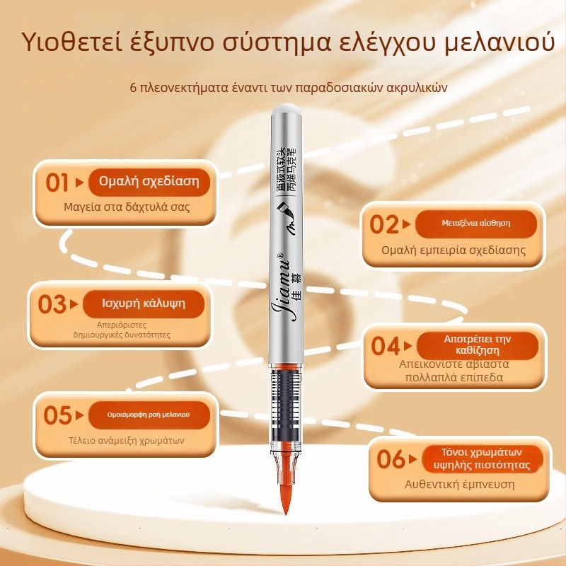 Ακρυλικός μαρκαδόρος με υγρή ροή και μαλακό άκρο, πολύχρωμο στυλό για παιδιά και μαθητές, κατάλληλος για τέχνη και σχέδιο, στρώσεις για εφέ ακουαρέλας