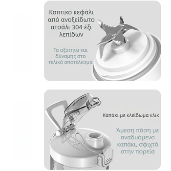 Αποχυμωτής- blender για πάγο με ενσωματωμένη μπαταρία, χωρητικότητα 600-800 ml, ισχύς 150 W, έως 22,000 rpm, αυτόματος καθαρισμός