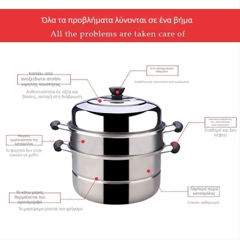 Κατσαρόλα ατμού από ανοξείδωτο 201 με τιτάνιο πάτο, 1-στρώση, συμβατή με γκάζι