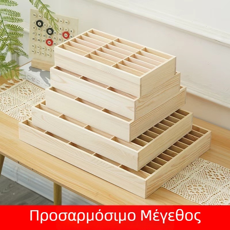 Ξύλινο κουτί αποθήκευσης καρτών ρεσεψιόν — μοντέρνο απλό σχέδιο, οργανωτής καρτών γραφείου и βάση τηλεφώνου