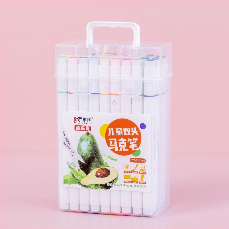 Διπλής άκρης μαρκαδόρος υδατικής βάσης | Μοντέλο FT0020 | Πλαστικό περίβλημα | Μάρκα Fengtu | Χωρίς προσαρμογές