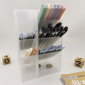 Κεκλιμένος κρατήρας για στυλό, πλαστικό δοχείο αποθήκευσης με πολλαπλά κάθετα διαμερίσματα, κατασκευασμένος από PP και σκόνη από σιτάρι, φιλικός προς το περιβάλλον