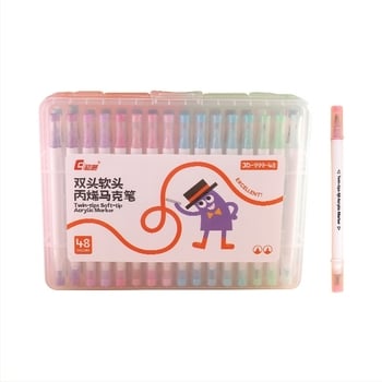 Διπλοκεφαλικός ακρυλικός μαρκαδόρος με μαλακή άκρη για μαθητές και παιδική ζωγραφική (Μάρκα: Early morning; Γέμισμα: 48; Συσκευασία: Basic packaging)
