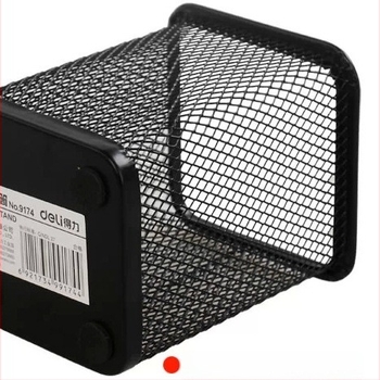 Deli 9174 Μεταλλική Θήκη για Στυλό με Μεταλλικό Πλέγμα, Τετράγωνου Σχήματος, Χωρίς Λογότυπο