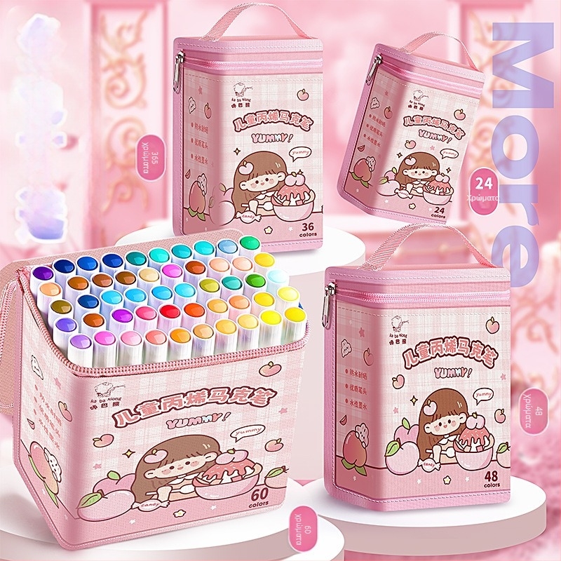 Kaba bear ακρυλικοί μαρκαδόροι, αδιάβροχοι και μη διαφανείς, για παιδική τέχνη και καρτούν σκίτσα, πλένονται. Μάρκα: Kaba bear; Χρώματα επαναγέμισης: άλλοι κωδικοί χρωμάτων