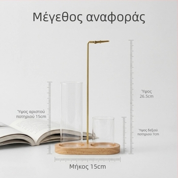 Ξύλινο θυμιατήρι σε σχήμα οκτώ, με γυάλινο στοιχείο, μινιμαλιστικός φορέας ράβδων ευωδίας από σανδαλόξυλο και αγάρ δέντρο πάνω σε ξύλινη βάση