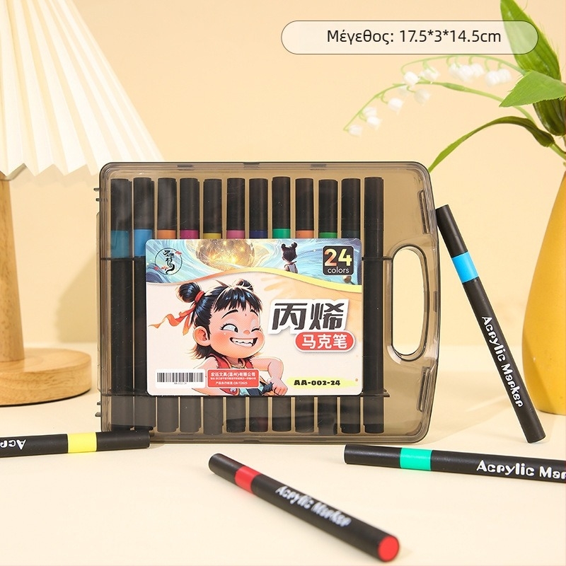 Qiwang Ακρυλικοί μαρκαδόροι με μαλακό άκρο για υδατοχρώματα, δυνατότητα στρώσης, πλένονται, σε θήκη δώρου