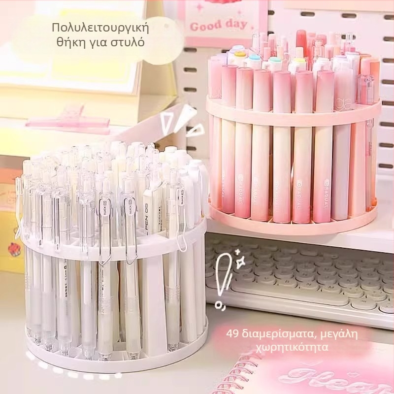 6-επίπεδο ράφι αποθήκευσης για καλλιτεχνικά υλικά και πινέλα μακιγιάρ — επιτραπέζιος οργανωτής με θήκη για στυλό